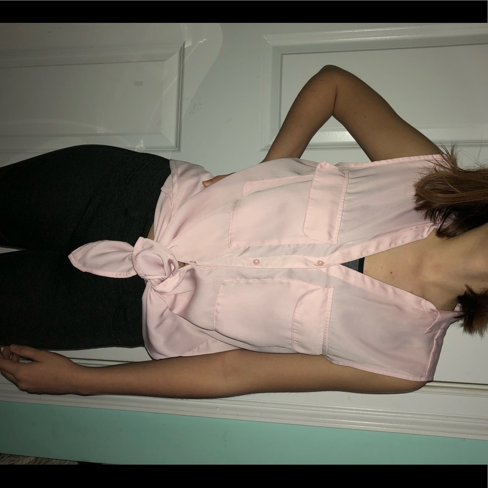 H&M high low s/m baby pink tank